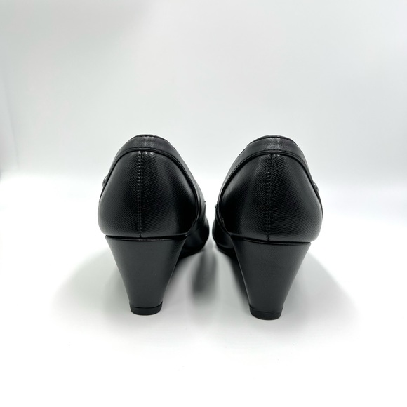 7 WIDE Life Stride Women's Dreams Black Faux Vegan Leather Wedge Pumps Heels - Picture 6 of 13